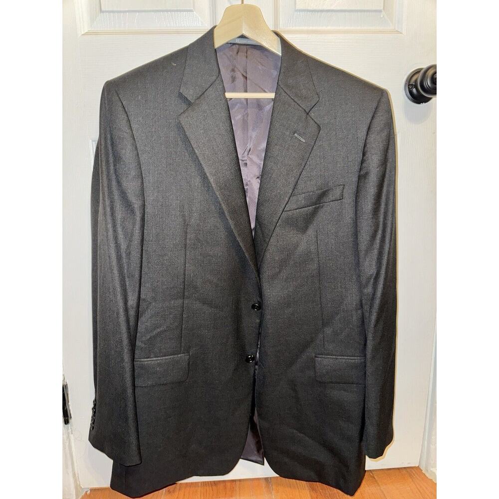 Hickey Freeman Loro Piana Gray Tasmanian Wool Blazer Super 130s Size 44L USA Men